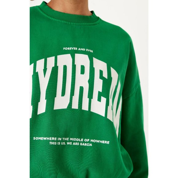 NWT GARCIA Kelly Green DAYDREAM Varsity Crewneck Sweater - Picture 6 of 6
